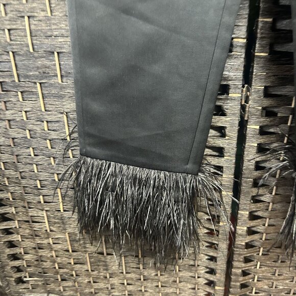 Kate Spade Black Tech Satin Feather-Trim Pants Size 6 NWT - Picture 6 of 10